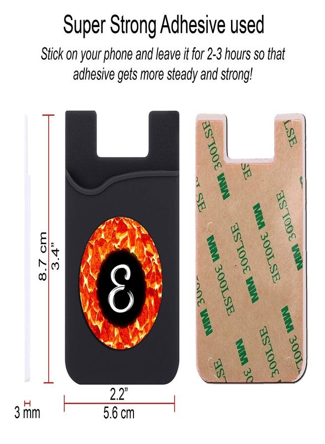 Plan To Gift Set of 3 Cell Phone Card Wallet, Silicone Phone Card Id Cash Wallet with 3M Adhesive Stick-on Alphabet E Red Fire Printed Designer Mobile Wallet for Your Phone & Tablet - Image 2